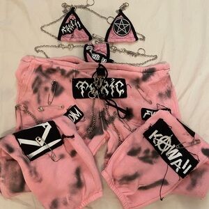 Shay kawaii pink rave/festival bikini and sweats set
